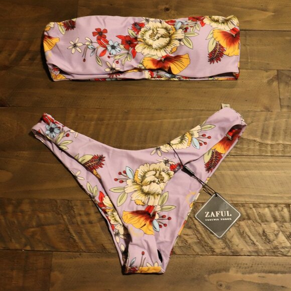 ZAFUL Floral Bikini Set - Mauve, Size Large - Picture 1 of 6